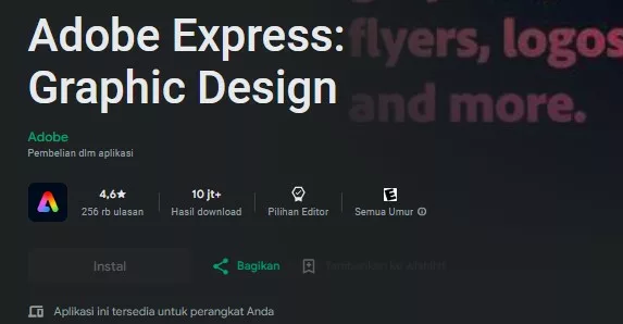 Adobe Express Graphic Design - aplikasi membuat menu makanan di android