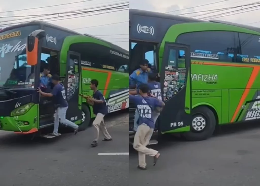 Aksi Nekat Pengamen Maksa Masuk ke Dalam Bus yang Melaju, Kru Sampai Lakukan ini