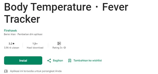 Body Temperature Fever Tracker Aplikasi pengukur suhu tubuh