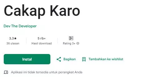 Cakap Karo Aplikasi translate bahasa Karo