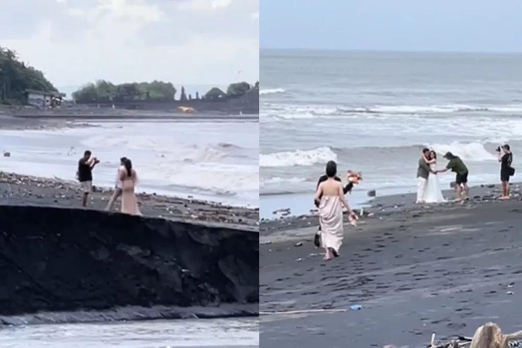 Momen Viral Pasangan Foto Prewedding 'Massal' di Pantai, Jomblo Jangan Lihat!