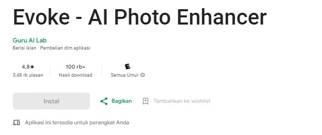 Evoke AI Photo Enhancer Aplikasi restorasi foto