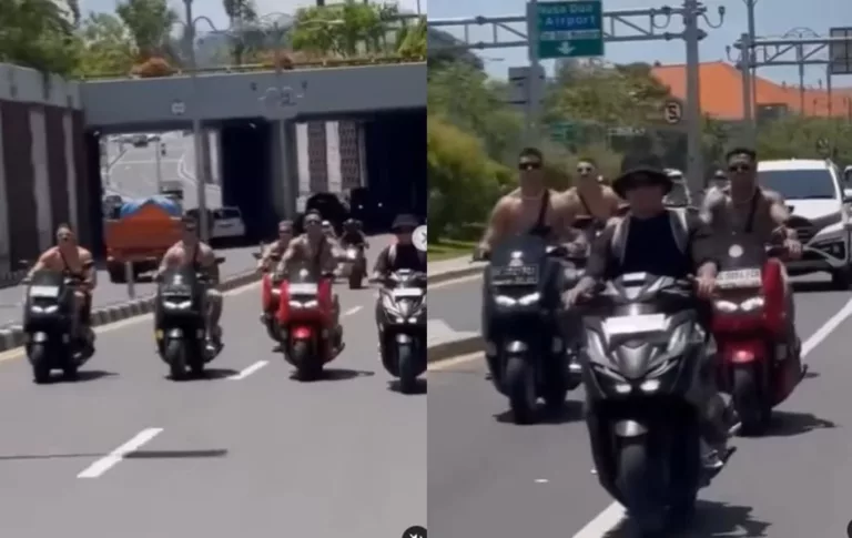 Rombongan Bule Konvoi Naik Motor Tanpa Helm dan Baju di Bali, Netter Auto Protes