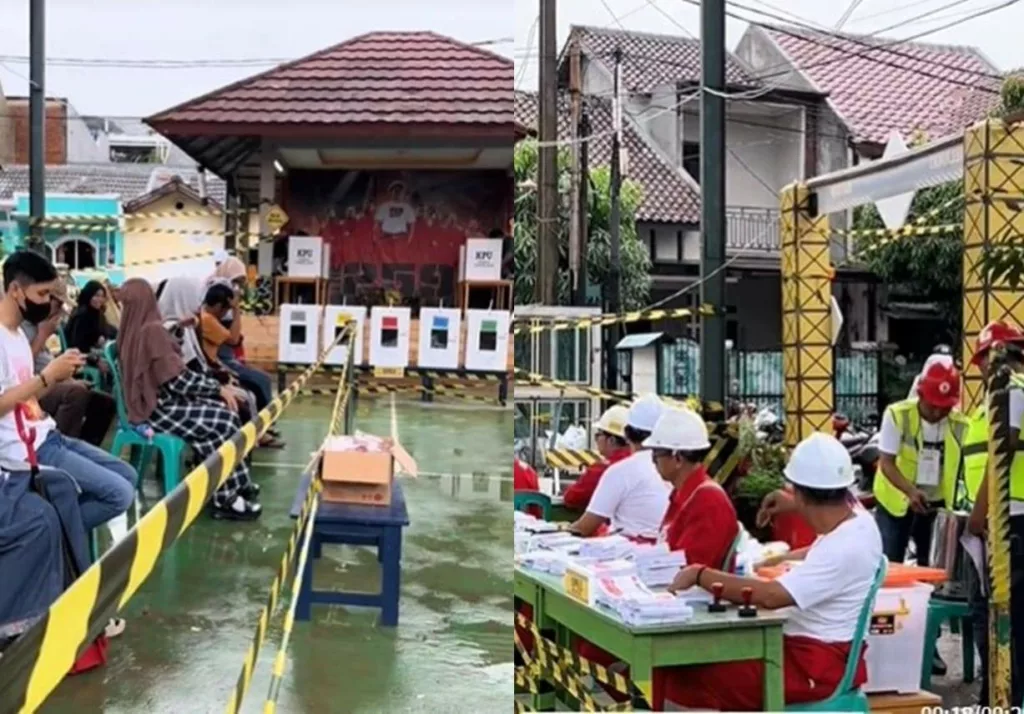 Unik! Ada TPS Konsep Proyek di Bekasi, Anggota KPPS Totalitas Sampai Pakai Beginian