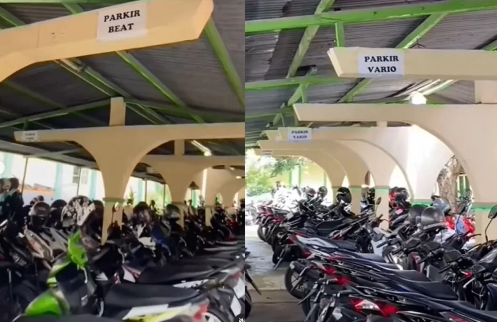 Unik! Bak Dealer, Sekolah ini Punya Tempat Parkir Khusus Siswa Sesuai Merek Motor